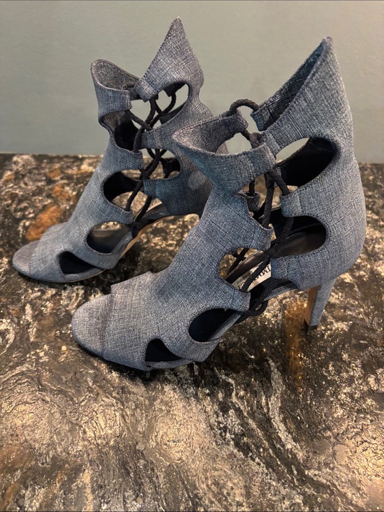 Jimmy Choo Shoes - Jimmy Choo Gray Open-Toe Cutout High Heel Sandals